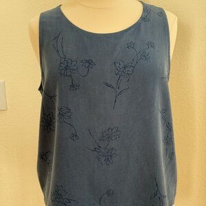 Floral Blue Sleeveless Top